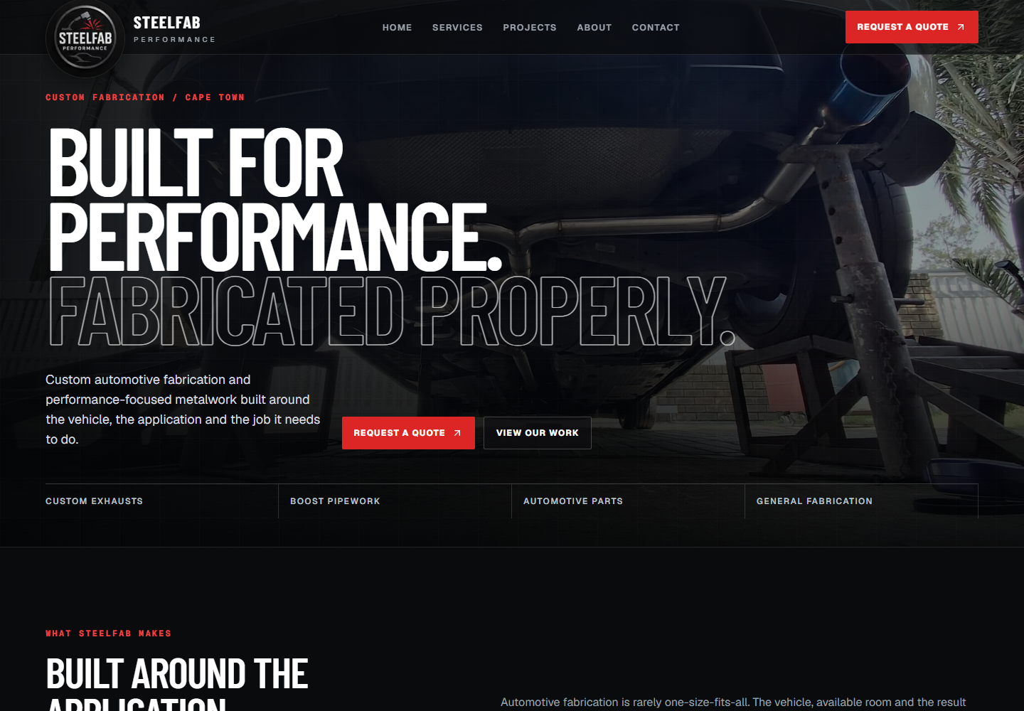 SteelFab Performance homepage preview
